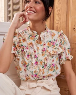 Polin et moi BLUSAS Y CAMISAS>Blusa Flor Vilantia Crudo