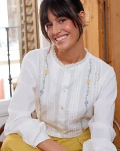 Polin et moi BLUSAS Y CAMISAS>Blusa Flores Daphne blanco