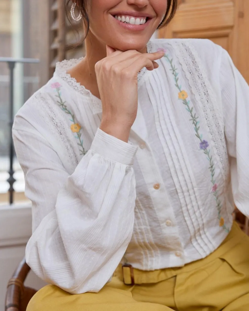 Polin et moi BLUSAS Y CAMISAS>Blusa Flores Daphne blanco