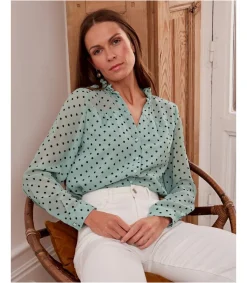 Polin et moi BLUSAS Y CAMISAS>Blusa Topos Elama Eucalipto