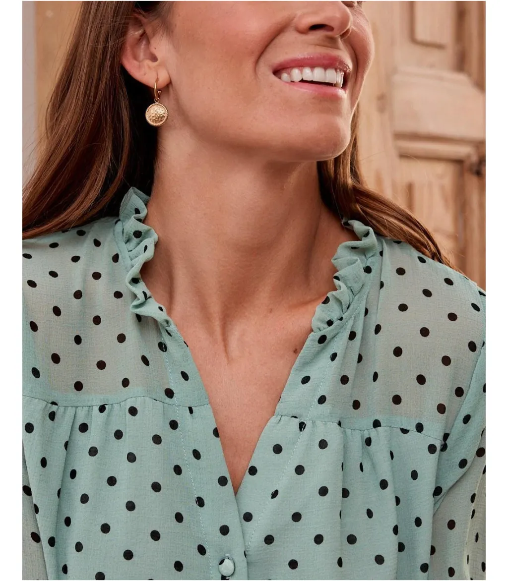 Polin et moi BLUSAS Y CAMISAS>Blusa Topos Elama Eucalipto