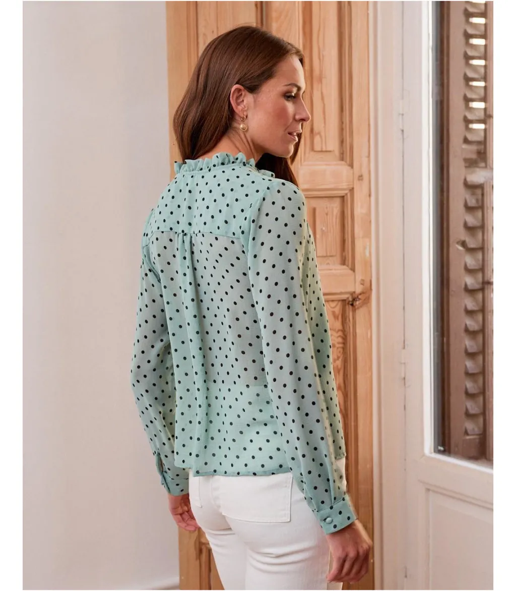 Polin et moi BLUSAS Y CAMISAS>Blusa Topos Elama Eucalipto