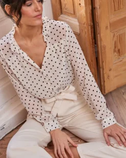 Polin et moi BLUSAS Y CAMISAS>Blusa Topos Elama blanco