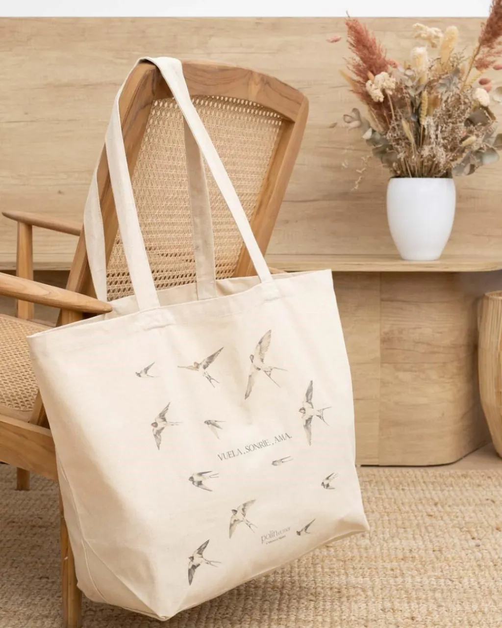 Polin et moi BOLSOS>Bolsa Solidaria “El vuelo de las golondrinas” Beige