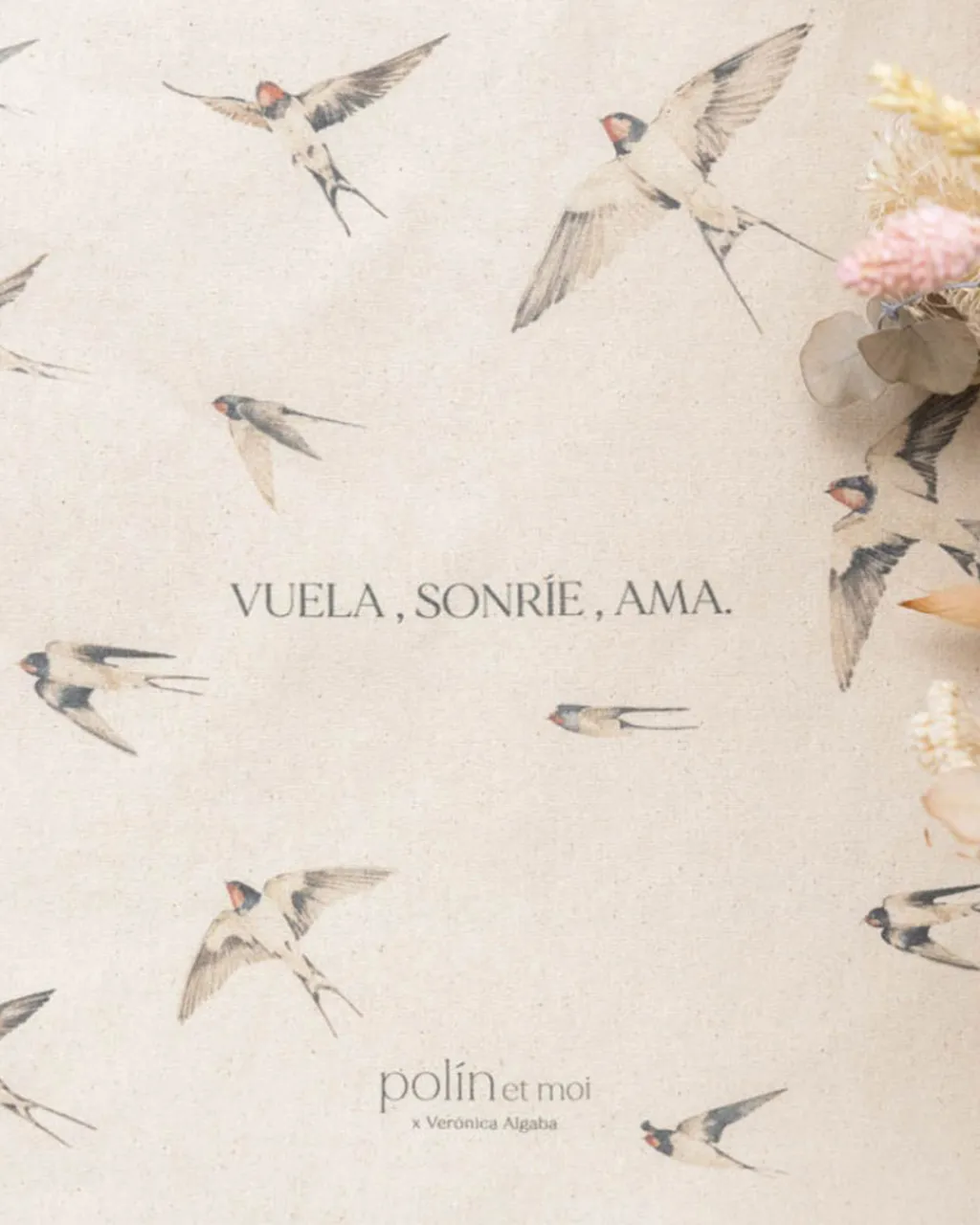 Polin et moi BOLSOS>Bolsa Solidaria “El vuelo de las golondrinas” Beige