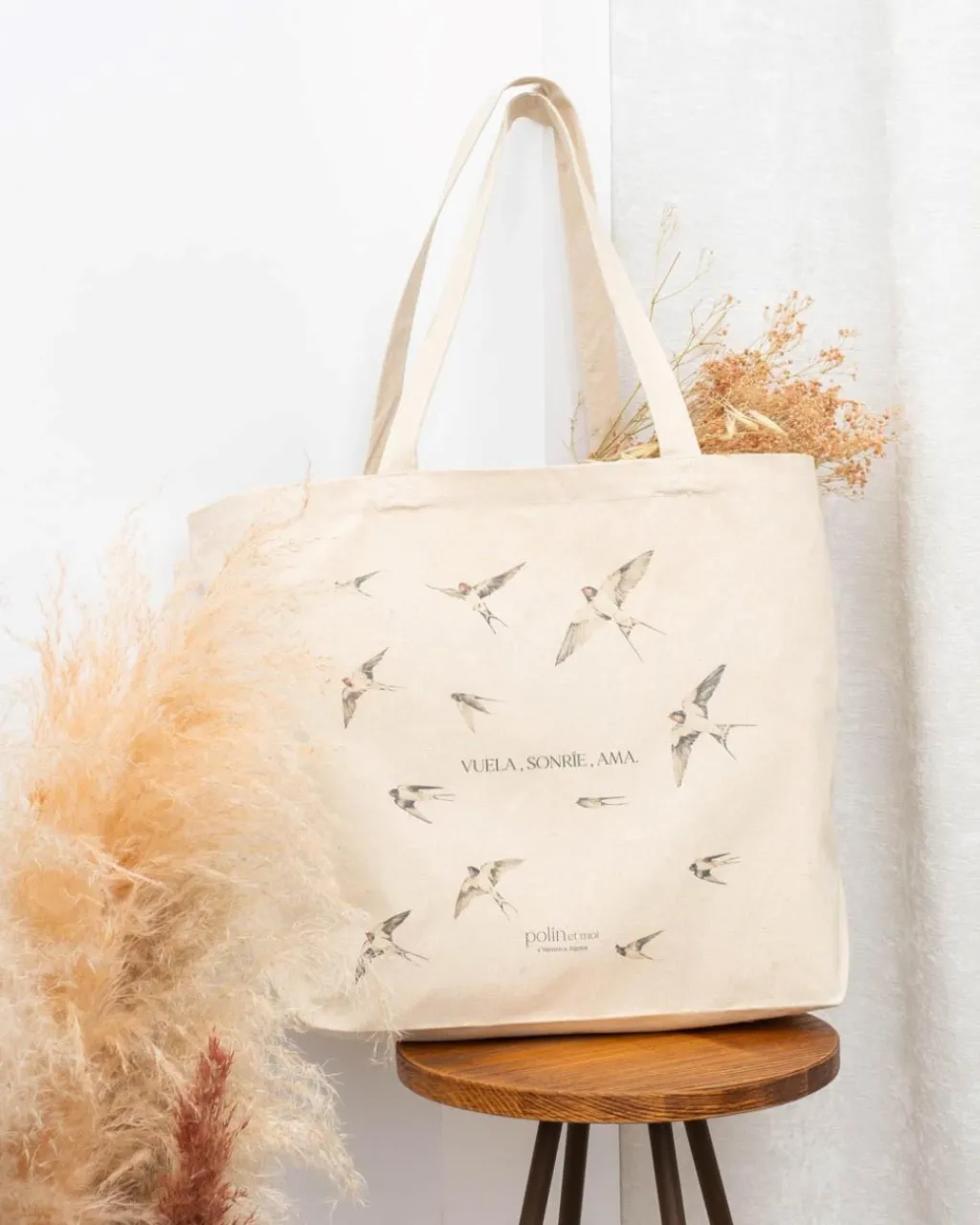 Polin et moi BOLSOS>Bolsa Solidaria “El vuelo de las golondrinas” Beige