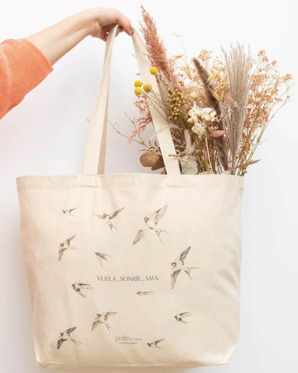 Polin et moi BOLSOS>Bolsa Solidaria “El vuelo de las golondrinas” Beige