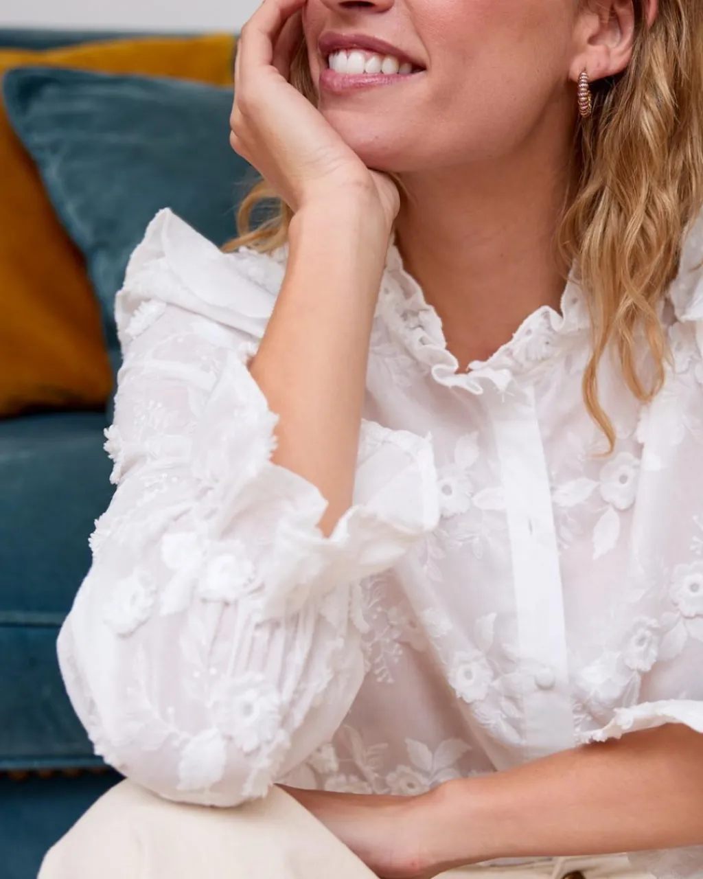 Polin et moi BLUSAS Y CAMISAS>Camisa Flores Casemira blanco