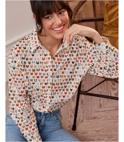 Polin et moi BLUSAS Y CAMISAS>Camisa Gatos Caterina blanco