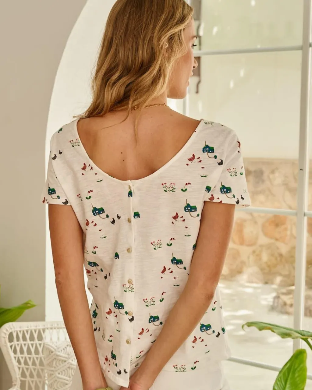 Polin et moi CAMISETAS Y TOPS>Camiseta Botones Toñi blanco