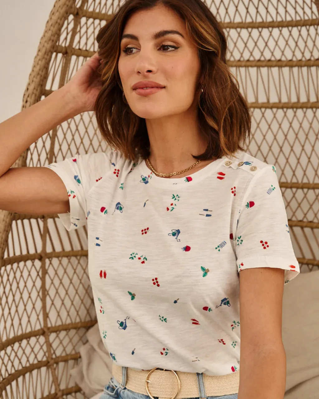 Polin et moi CAMISETAS Y TOPS>Camiseta Regaderas Zoraida blanco