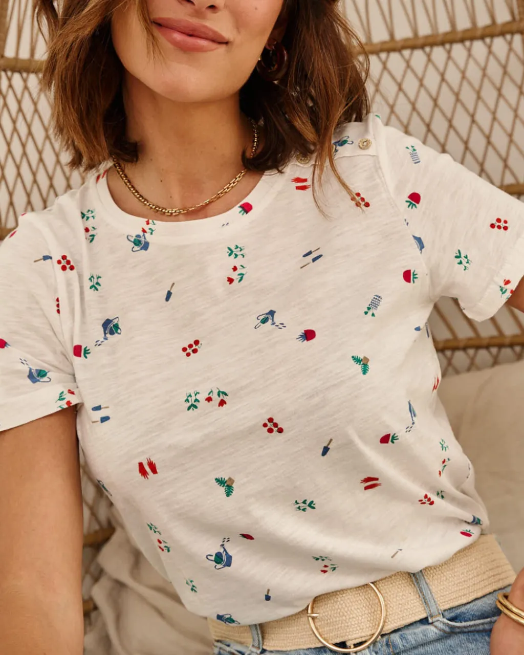 Polin et moi CAMISETAS Y TOPS>Camiseta Regaderas Zoraida blanco