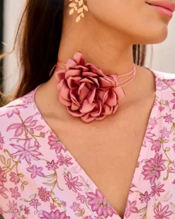 Polin et moi BISUTERÍA|FERIA>Chocker Tela Ailara Rosa