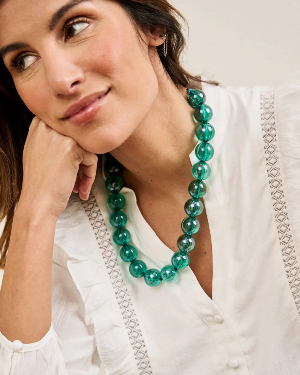 Polin et moi BISUTERÍA>Collar Bolas Mercedes Turquesa