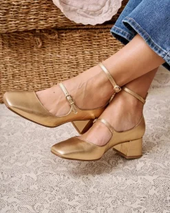 Polin et moi ZAPATOS DE TACÓN|FERIA>Mary Jane Hebilla Carima Oro