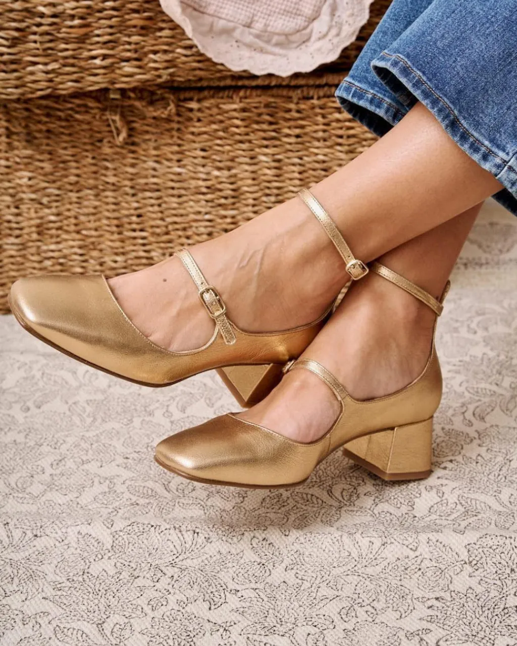 Polin et moi ZAPATOS DE TACÓN|FERIA>Mary Jane Hebilla Carima Oro