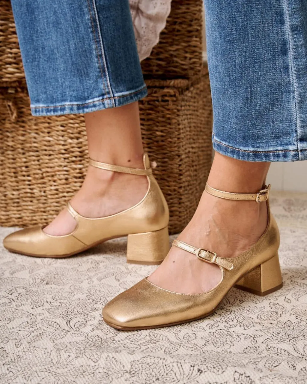 Polin et moi ZAPATOS DE TACÓN|FERIA>Mary Jane Hebilla Carima Oro