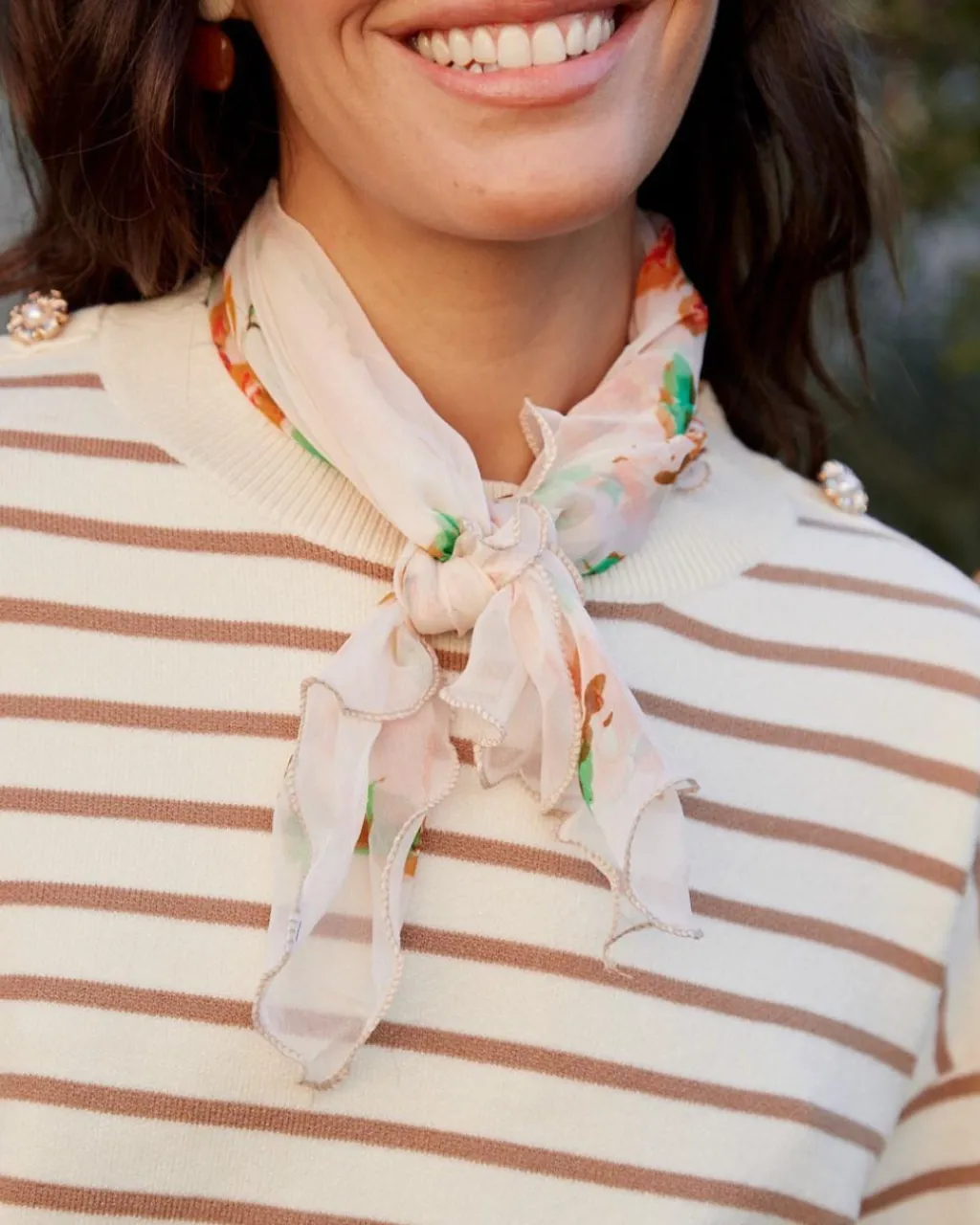 Polin et moi PAÑUELOS>Pañuelo Floral Bordia Crudo