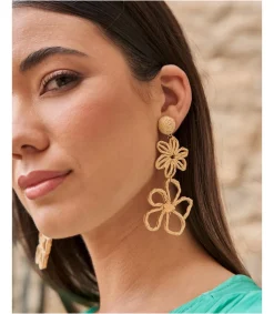 Polin et moi BISUTERÍA|FERIA>Pendiente Largo Florfia Oro