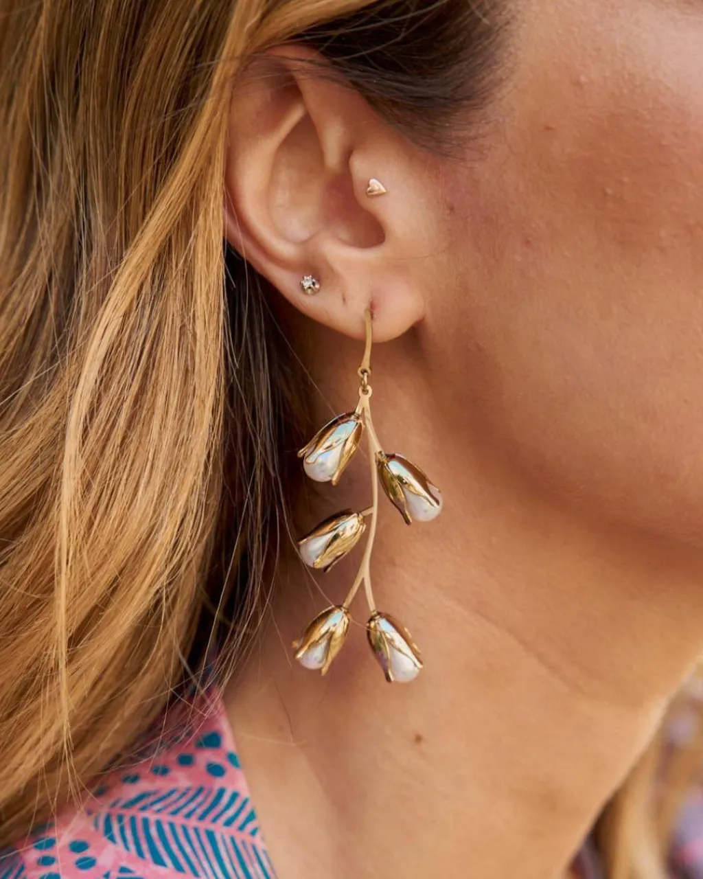 Polin et moi BISUTERÍA|COMPLEMENTOS>Pendiente Rama Perla blanco