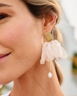 Polin et moi BISUTERÍA|COMPLEMENTOS>Pendientes Flor Petinia blanco