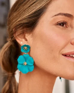 Polin et moi BISUTERÍA|COMPLEMENTOS>Pendientes Flores Amalia AZUL TURQUESA