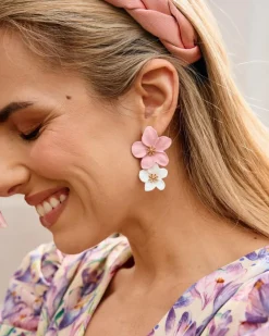 Polin et moi BISUTERÍA|COMPLEMENTOS>Pendientes Flores Aylen Blanco/Rosa