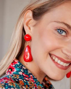 Polin et moi BISUTERÍA|FERIA>Pendientes Lágrima Dolma Rojo