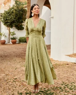 Polin et moi FERIA|VESTIDOS INVITADA>Vestido Flores Anara Eucalipto