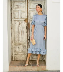 Polin et moi FERIA>Vestido Flores Lucía CELESTE