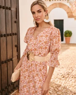 Polin et moi VESTIDOS INVITADA>Vestido Flores Opera NARANJA