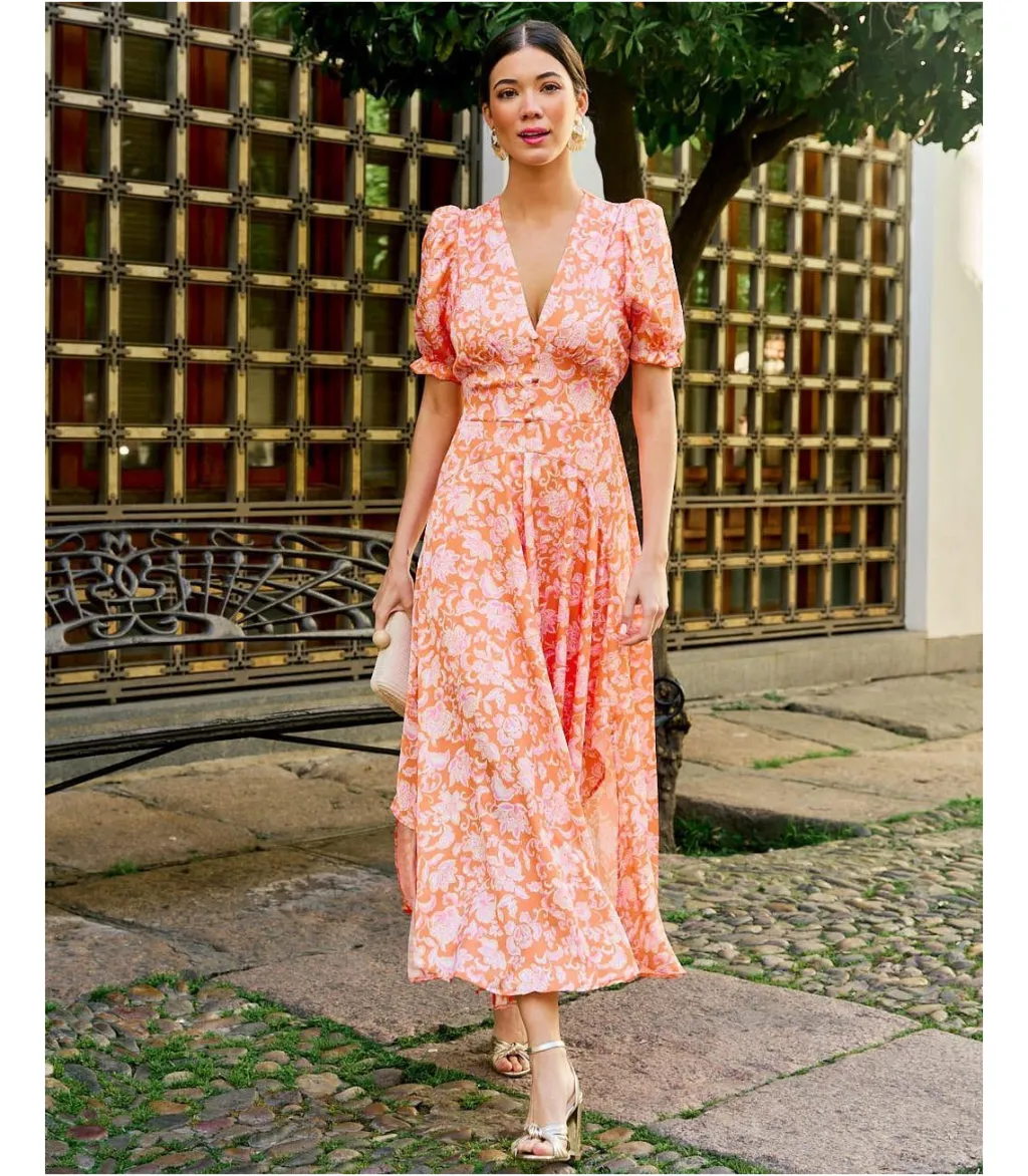 Polin et moi VESTIDOS INVITADA>Vestido Largo Betania NARANJA