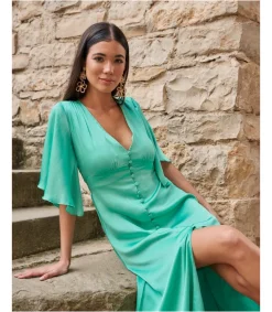 Polin et moi VESTIDOS INVITADA>Vestido Largo Mercedes Turquesa