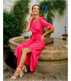 Polin et moi VESTIDOS INVITADA>Vestido Lazo Camelia Fucsia