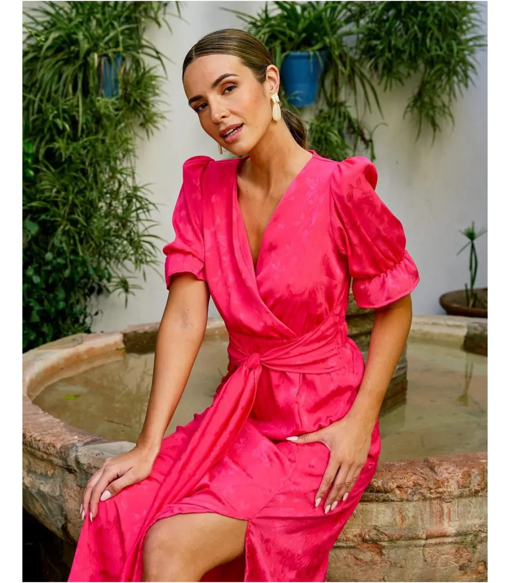 Polin et moi VESTIDOS INVITADA>Vestido Lazo Camelia Fucsia