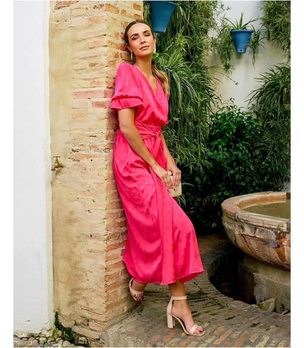 Polin et moi VESTIDOS INVITADA>Vestido Lazo Camelia Fucsia