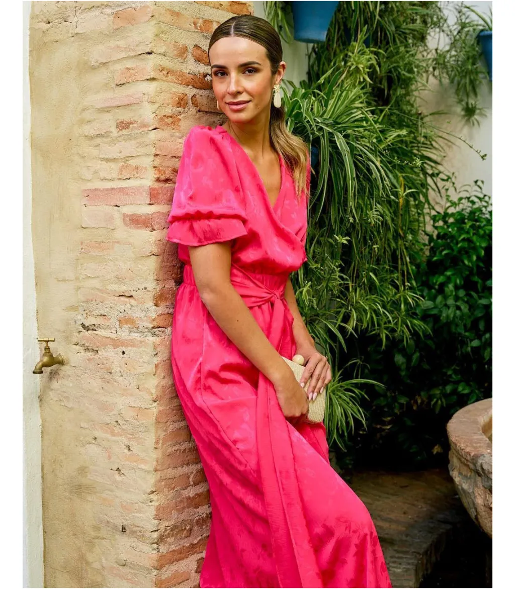 Polin et moi VESTIDOS INVITADA>Vestido Lazo Camelia Fucsia