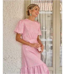 Polin et moi FERIA|VESTIDOS INVITADA>Vestido Midi Aimée Rosa