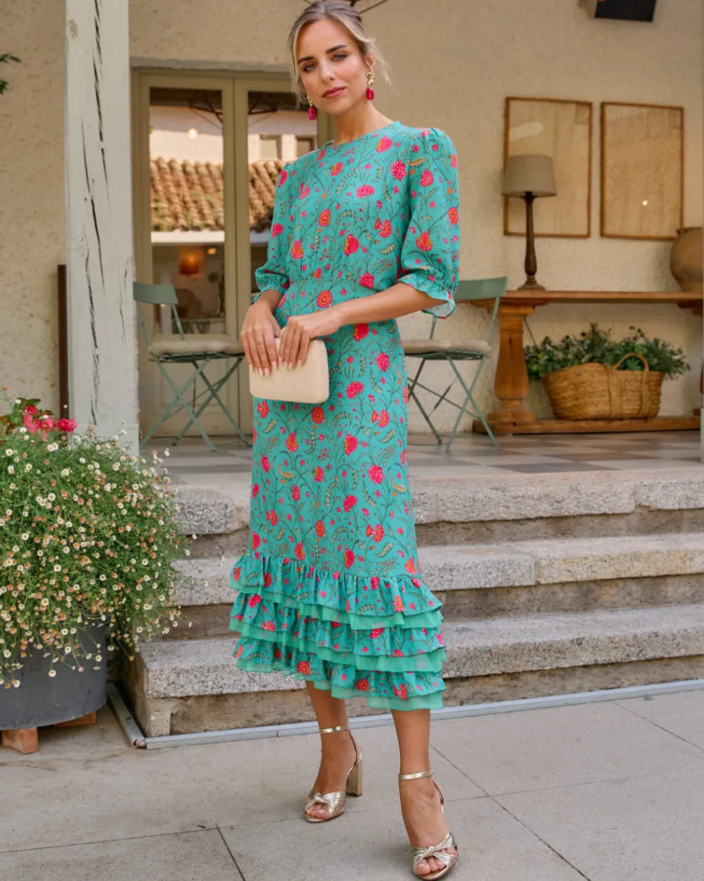 Polin et moi FERIA>Vestido Midi María Isabel TURQUESA