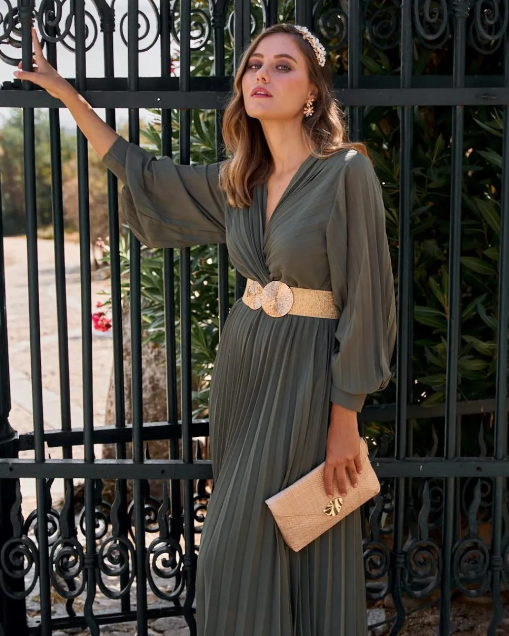 Polin et moi VESTIDOS INVITADA>Vestido Midi Nashira eucalipto