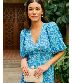 Polin et moi VESTIDOS INVITADA>Vestido Midi Orquídea Turquesa