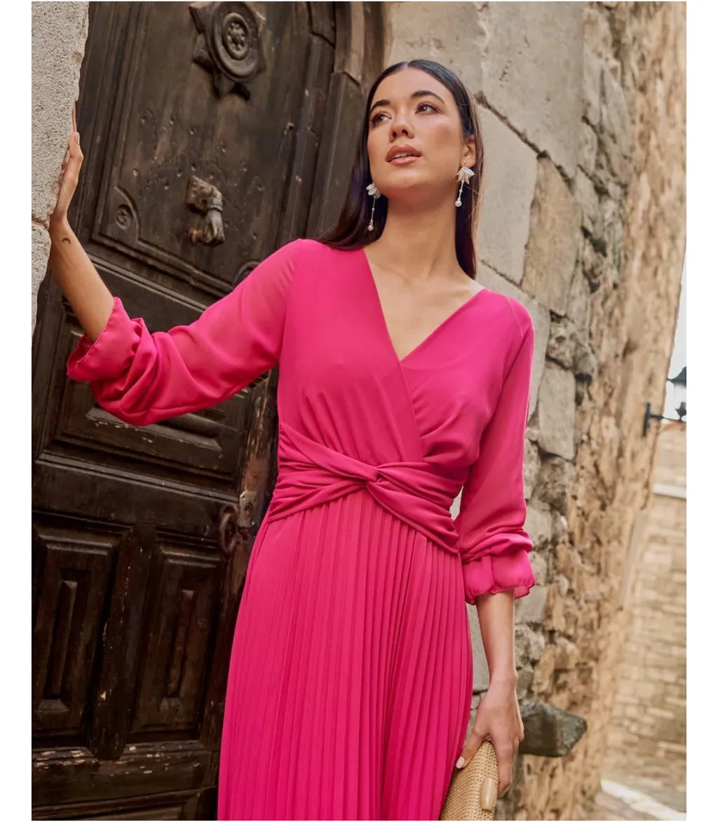 Polin et moi VESTIDOS INVITADA>Vestido Nudo Izar Fucsia