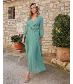 Polin et moi VESTIDOS INVITADA>Vestido Nudo Izar Turquesa