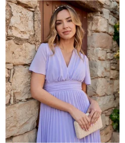 Polin et moi VESTIDOS INVITADA>Vestido Plisado Gema Lila