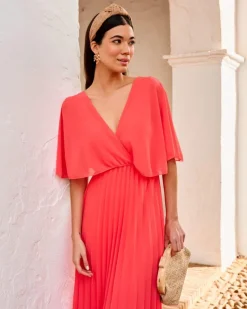 Polin et moi VESTIDOS INVITADA>Vestido Plisado Xana Frambuesa